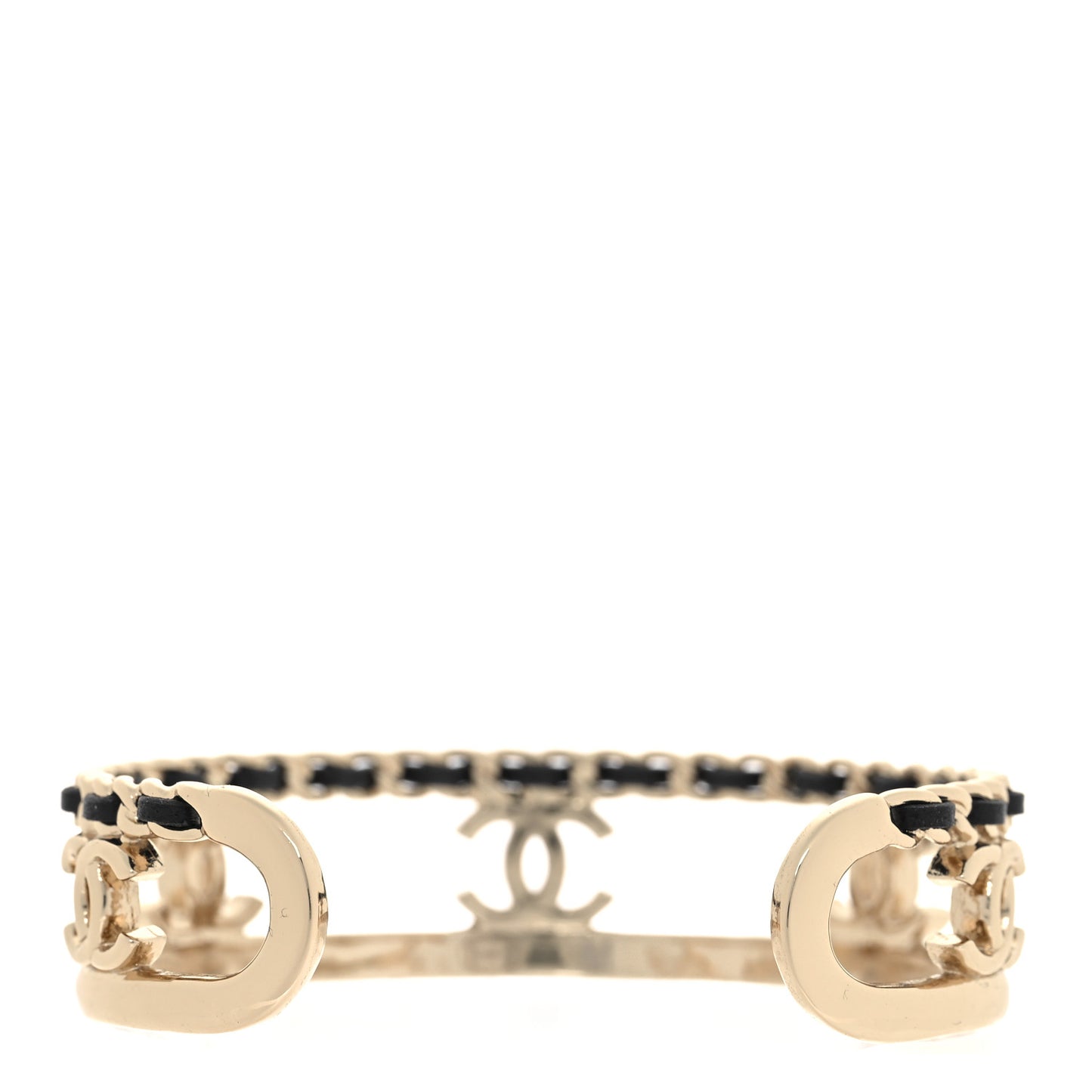 Metal Lambskin Chain CC Bracelet M Gold