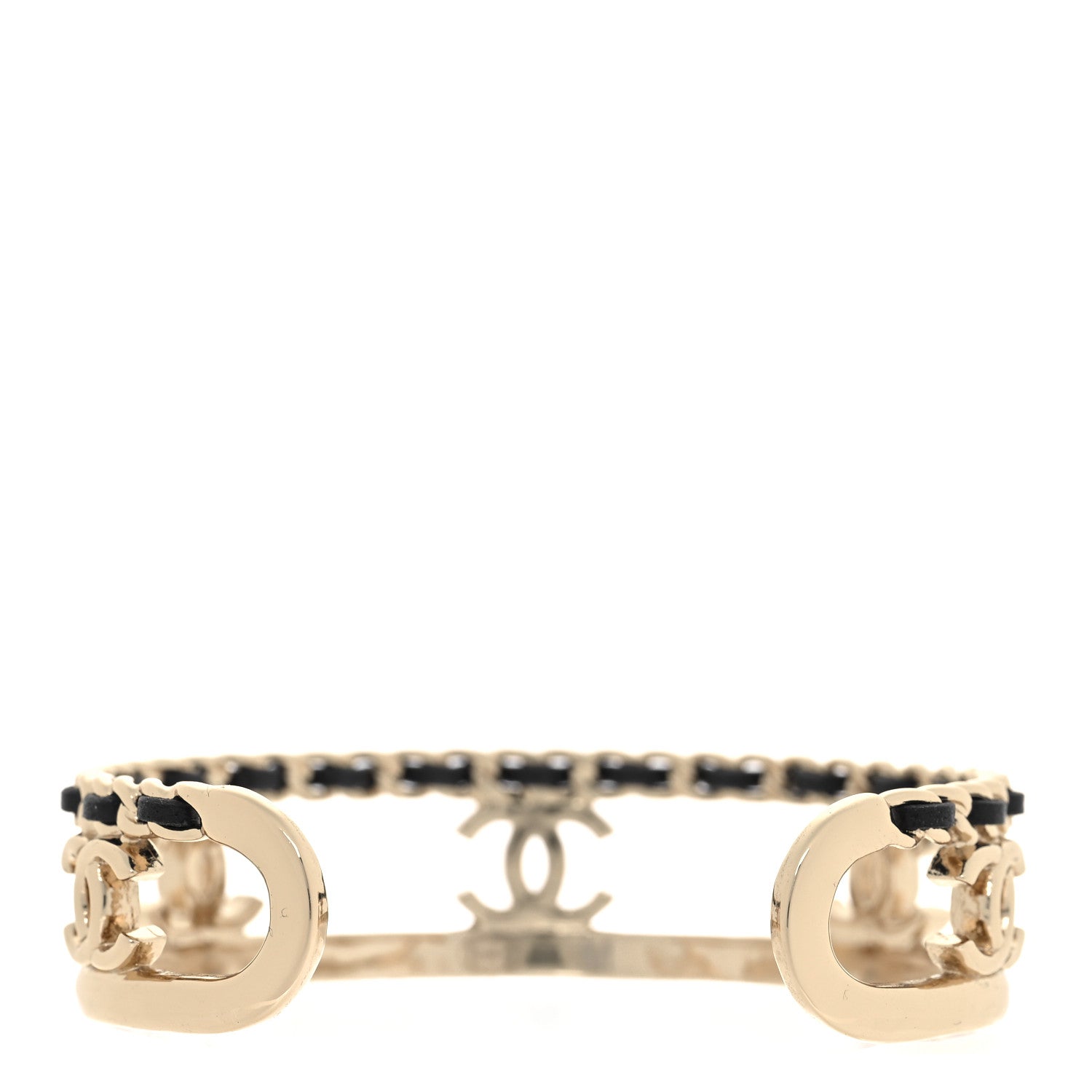 Chanel Metal Lambskin Chain CC Bracelet M Gold 3 of 5