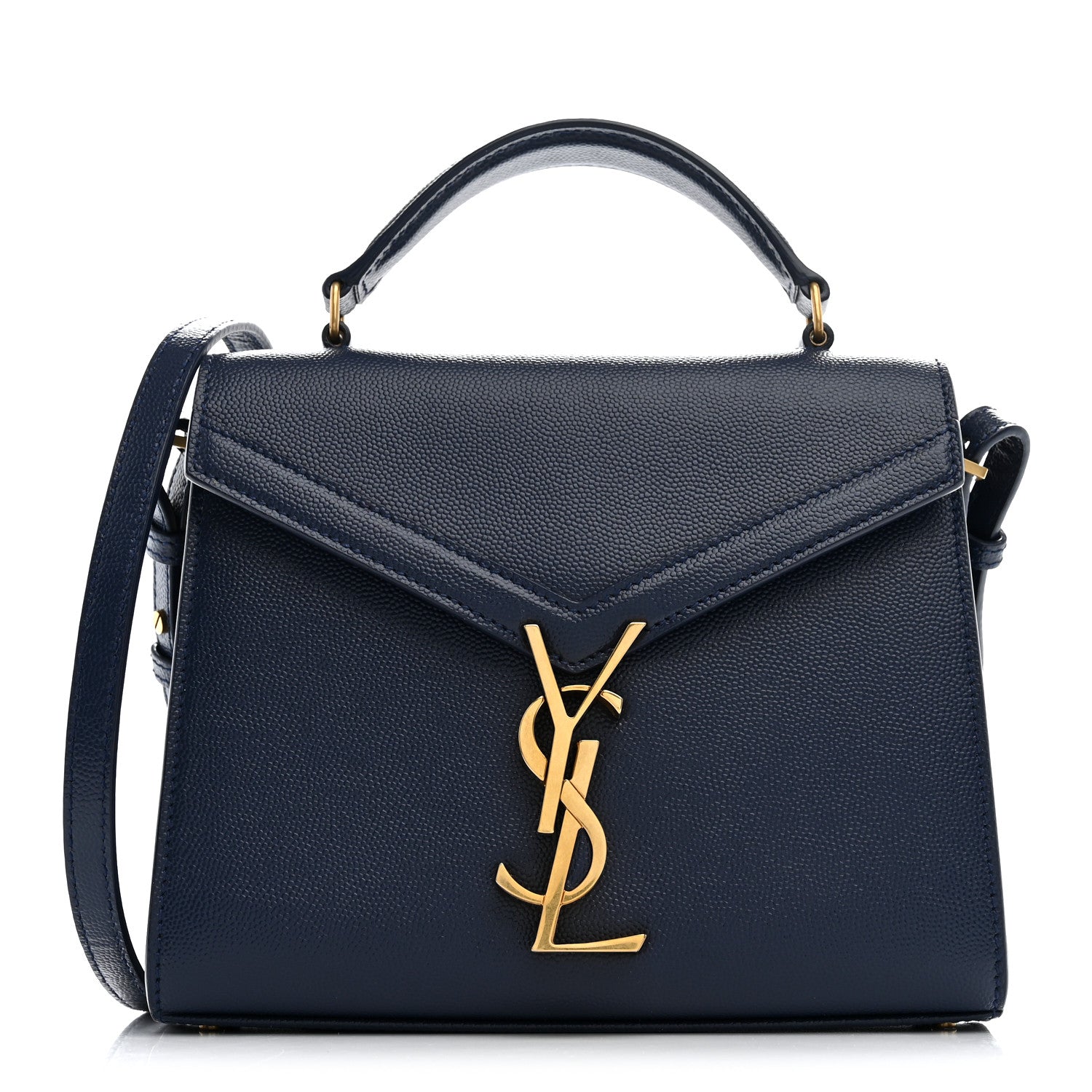Saint Laurent Grain de Poudre Mini Classic Monogram Cassandra Top Handle Blue Charron 1 of 10