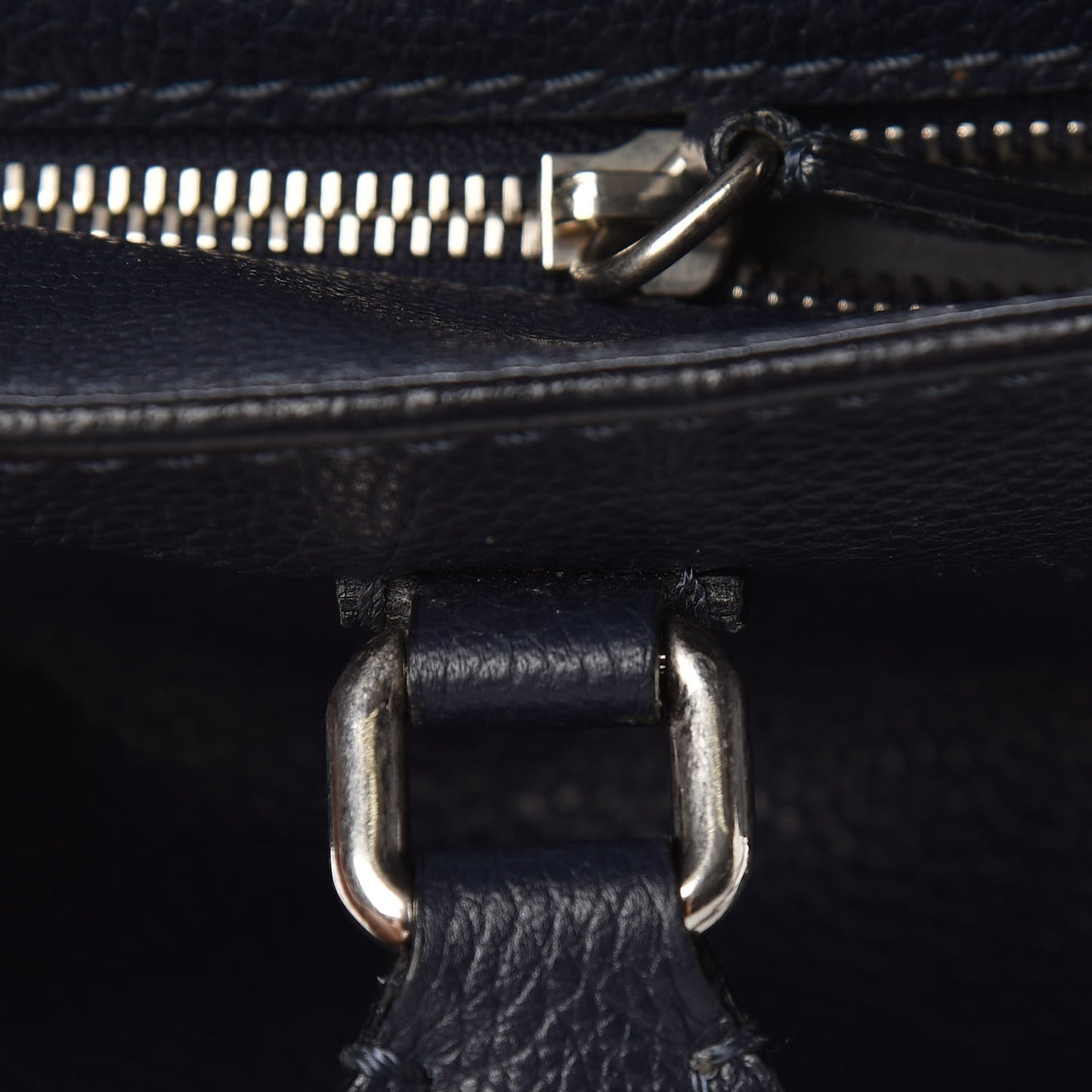 Pebbled Calfskin Small Skull Padlock Zip Around Tote Navy