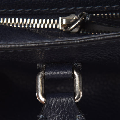 Alexander McQueen Pebbled Calfskin Small Skull Padlock Zip Around Tote Navy 9 of 16