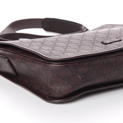 Gucci Guccissima Flap Messenger Bag Dark Brown 7 of 8