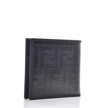 Fendi Glazed Fabric Vitello Century FF 1974 Stamp Patch Mens Bi-Fold Wallet Black 3 of 10