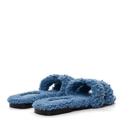 Hermes Woolskin Oran Sandals 36.5 Bleu 4 of 8