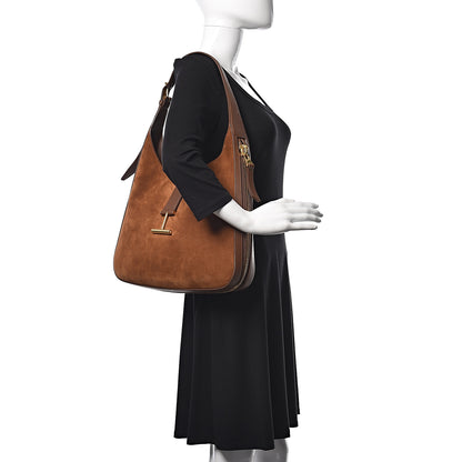 Tom Ford Suede Calfskin Tara Hobo Wood 2 of 11