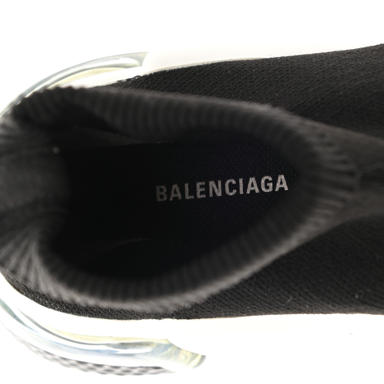 Balenciaga Neoprene Knit Womens Speed Clear Sole Sneakers 37 Black White 7 of 9