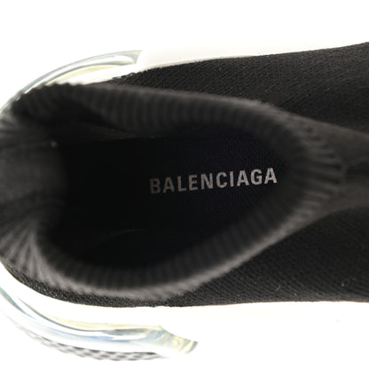 Balenciaga Neoprene Knit Womens Speed Clear Sole Sneakers 37 Black White 7 of 9