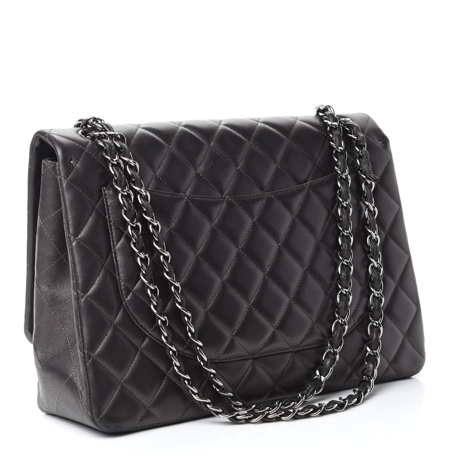 Chanel Metallic Lambskin Quilted Maxi Single Flap Dark Grey 3 of 13