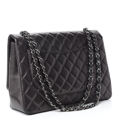 Chanel Metallic Lambskin Quilted Maxi Single Flap Dark Grey 3 of 13