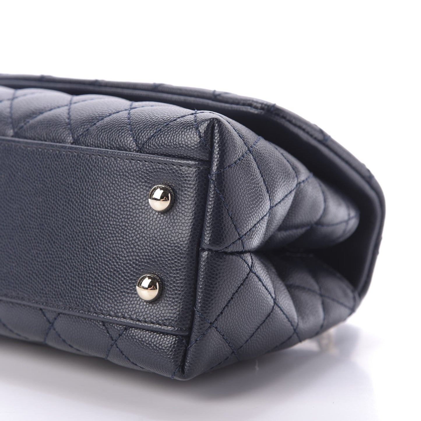 Caviar Quilted Lizard Embossed Mini Coco Handle Flap Navy Blue