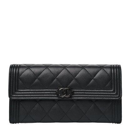 Chanel Caviar Quilted Large Boy Gusset Flap Wallet Black 1 of 5
