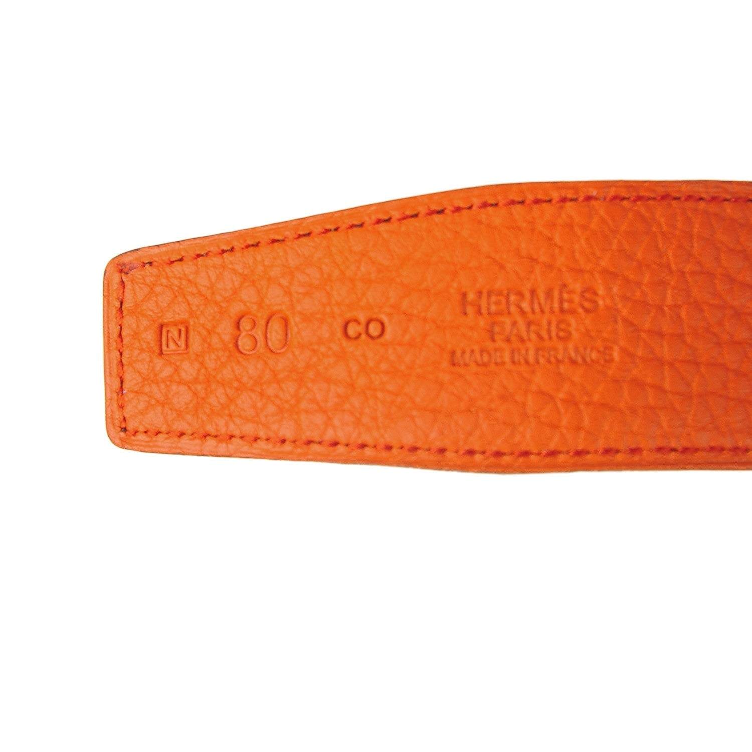 Hermes Togo Box 32mm H Belt 80 Orange Chocolate 3 of 6