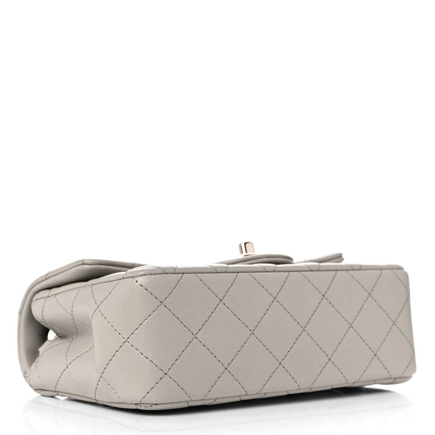Lambskin Quilted Mini Rectangular Flap Grey