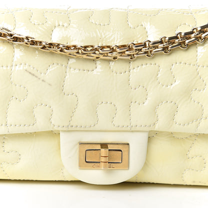 Chanel Crackled Patent Calfskin Puzzle 2.55 Reissue East West Flap White 10 of 17