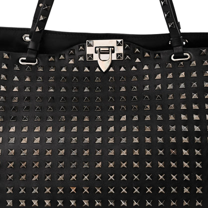 Valentino Garavani Vitello Medium Rockstud All Over Tote Black 7 of 11