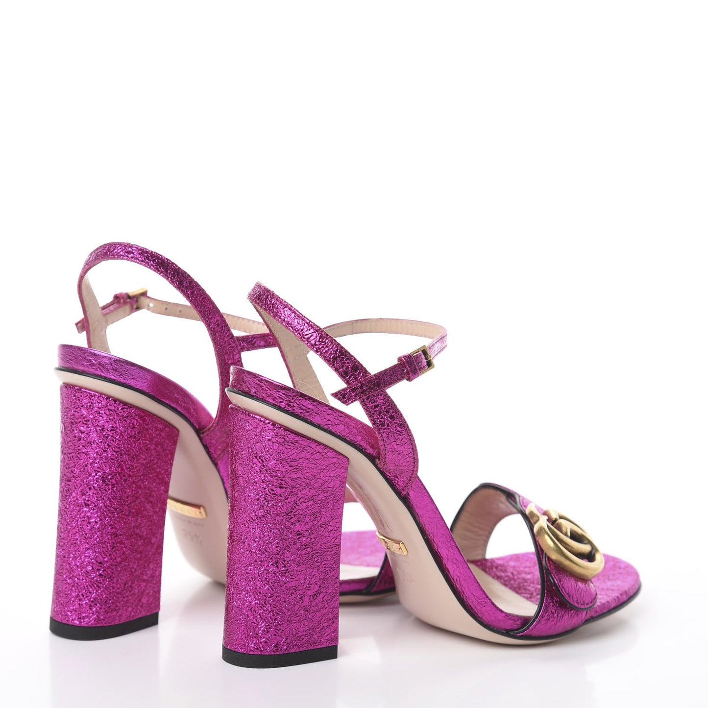 Galassia GG Marmont Ankle Wrap 105mm Sandals 35.5 Fuxia