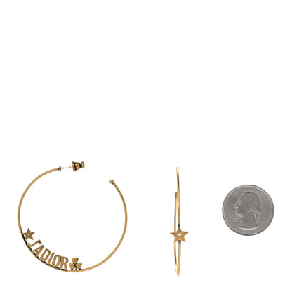Christian Dior Metal J Adior Hoop Earrings Aged Gold 2 of 5