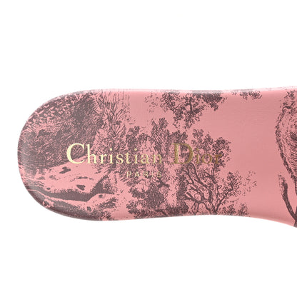 Christian Dior Canvas Toile De Jouy Embroidered Dway Flat Slide Sandals 36.5 Chateau Rose 8 of 9