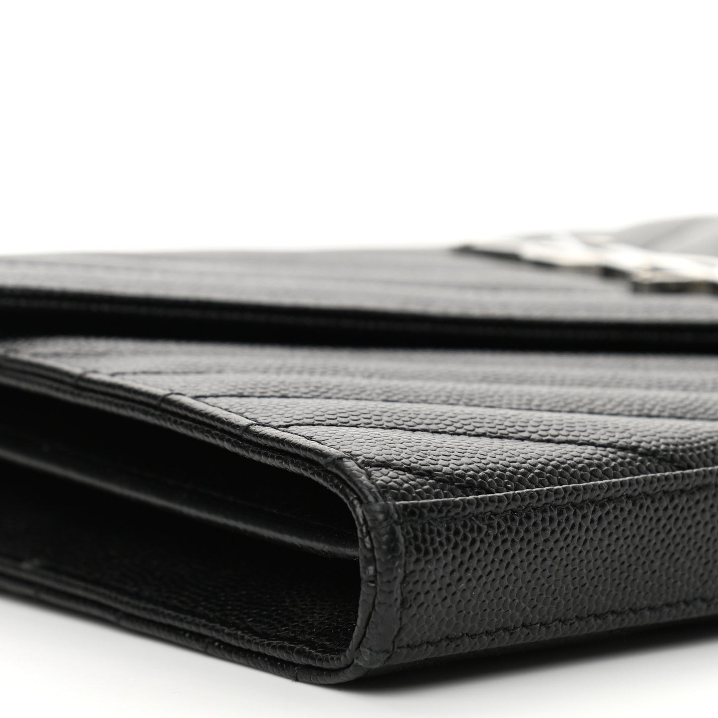 Grain De Poudre Matelasse Chevron Monogram Chain Wallet Black