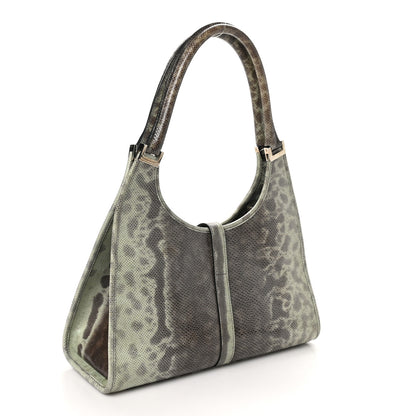 Gucci Snakeskin Bardot Shoulder Bag Green Brown 3 of 10