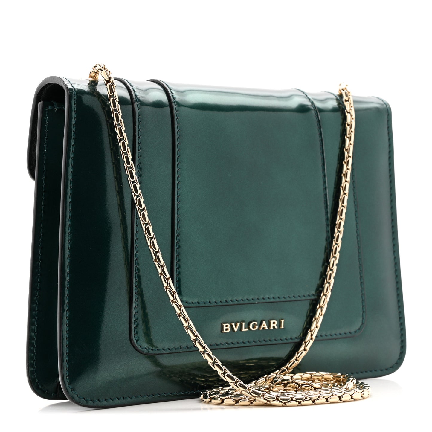 Patent Serpenti Forever Crossbody Emerald