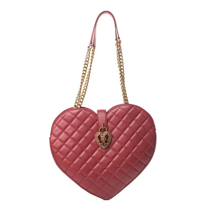 Dolce & Gabbana Calfskin Quilted Heart Shoulder Bag Red 1 of 10