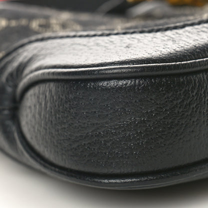 Gucci Jacquard Black Denim GG Monogram Textured Dollar Calfskin Mini Jackie 1961 Hobo Black Ivory 9 of 10