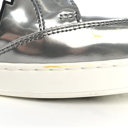 Jimmy Choo Liquid Mirror Calfskin Embossed Miami Sneaker 39 Silver Black 10 of 13