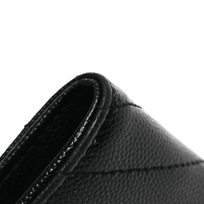 Saint Laurent Grain De Poudre Matelasse Chevron Monogram Flap Wallet Black 15 of 16
