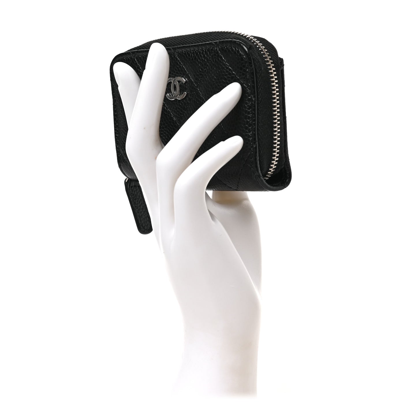 Caviar Quilted Zip Coin Purse Black