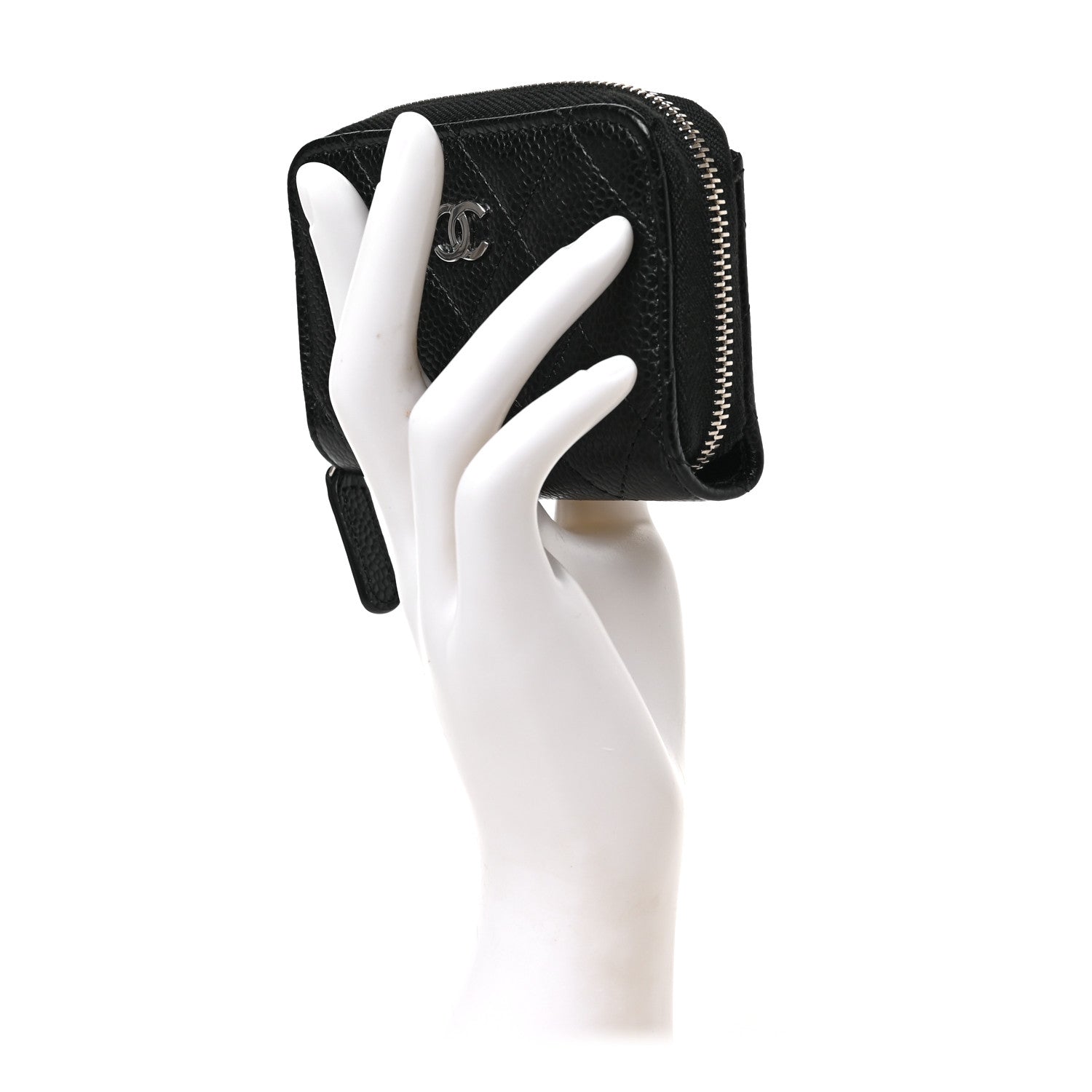 Chanel Caviar Quilted Zip Coin Purse Black 2 of 7