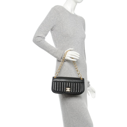 Chanel Calfskin Vertical Quilted Single Flap Black 2 of 7