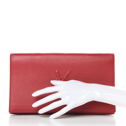 Saint Laurent Calfskin Monogram Large Belle De Jour Clutch Red 2 of 11