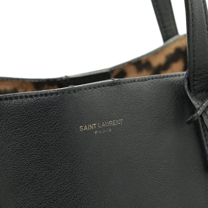 Saint Laurent Calfskin Large Leopard Print Shopping Tote Black 9 of 15