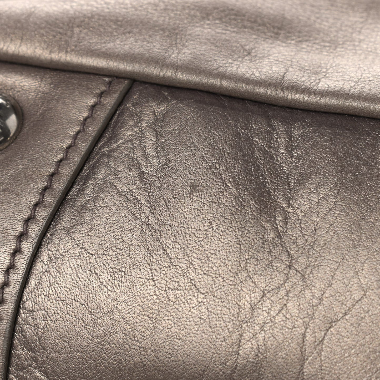 Metallic Soft Calfskin Two Pocket Hobo Fumo Mordore