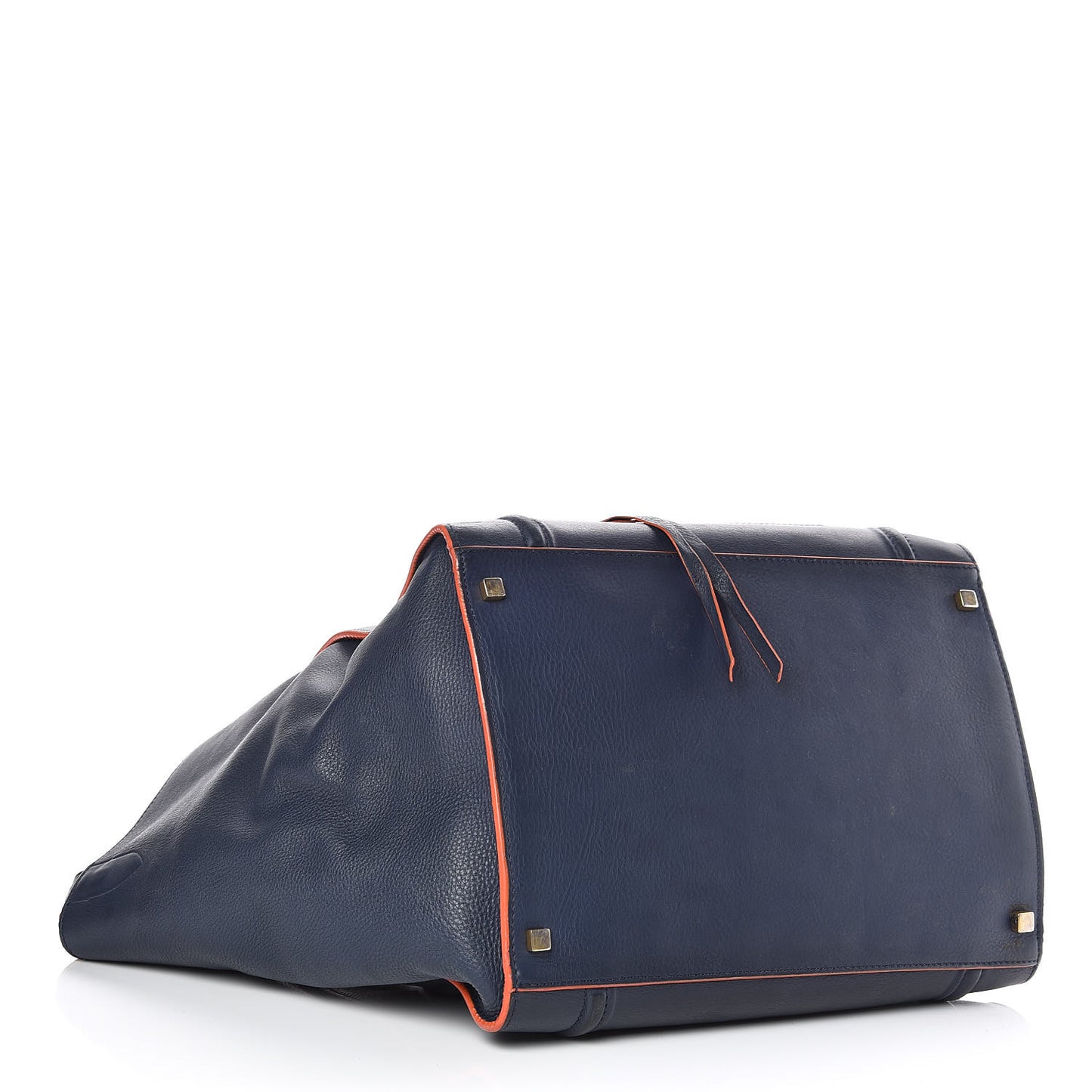 Supple Calfskin Large Phantom Luggage Navy Blue Orange