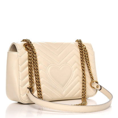 Gucci Calfskin Matelasse Small GG Marmont Shoulder Bag White 3 of 11