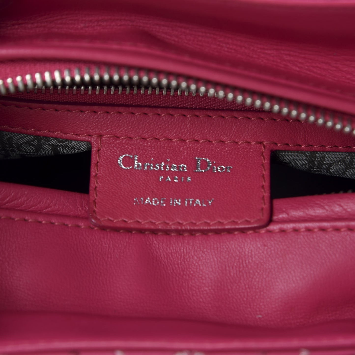 Lambskin Cannage Medium Lady Dior Fuchsia Multi