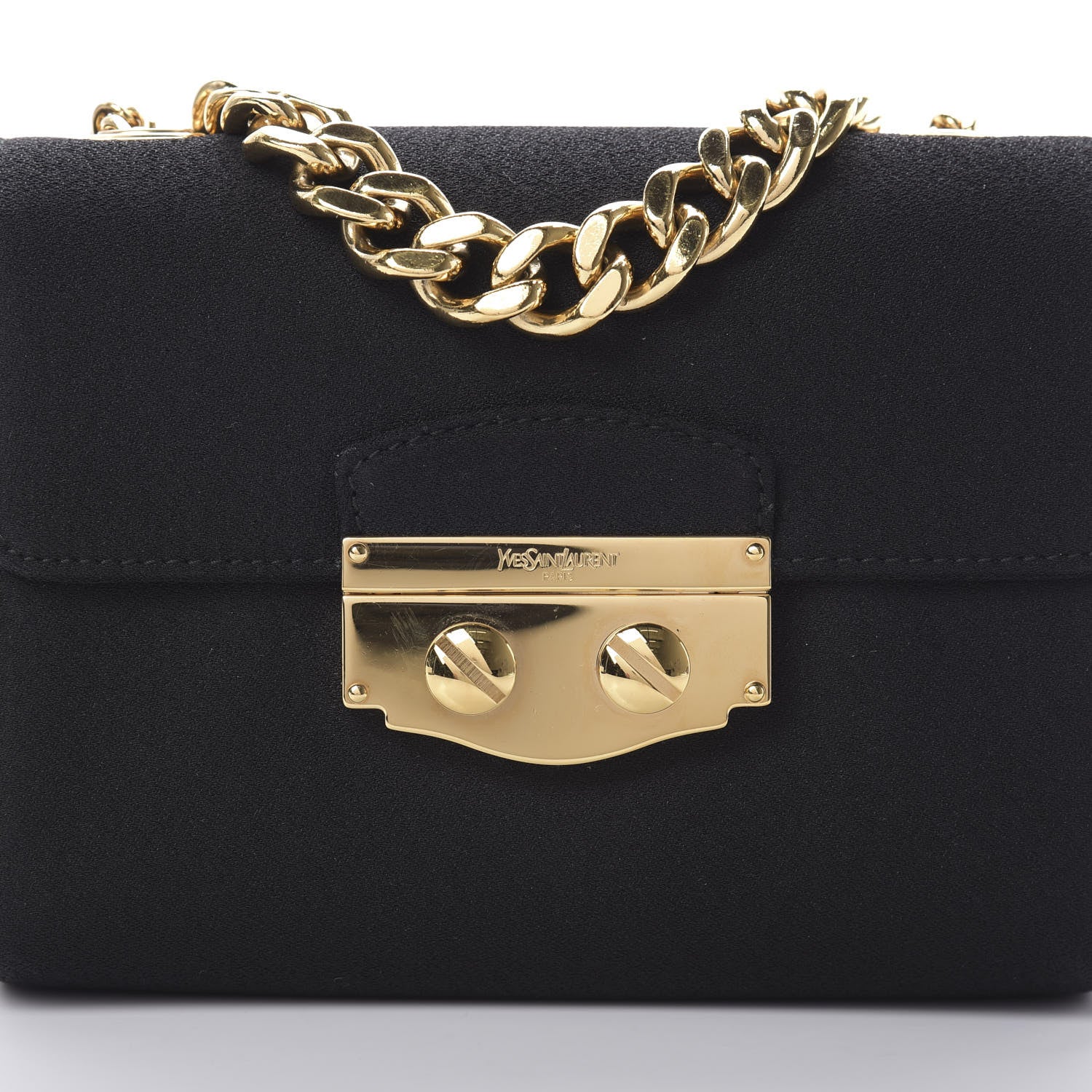 Saint Laurent Satin Chain Shoulder Bag Black 8 of 11