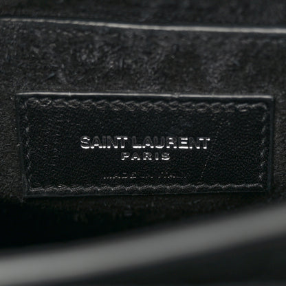 Saint Laurent Calfskin Crocodile Embossed Medium Monogram Sunset Black 7 of 12