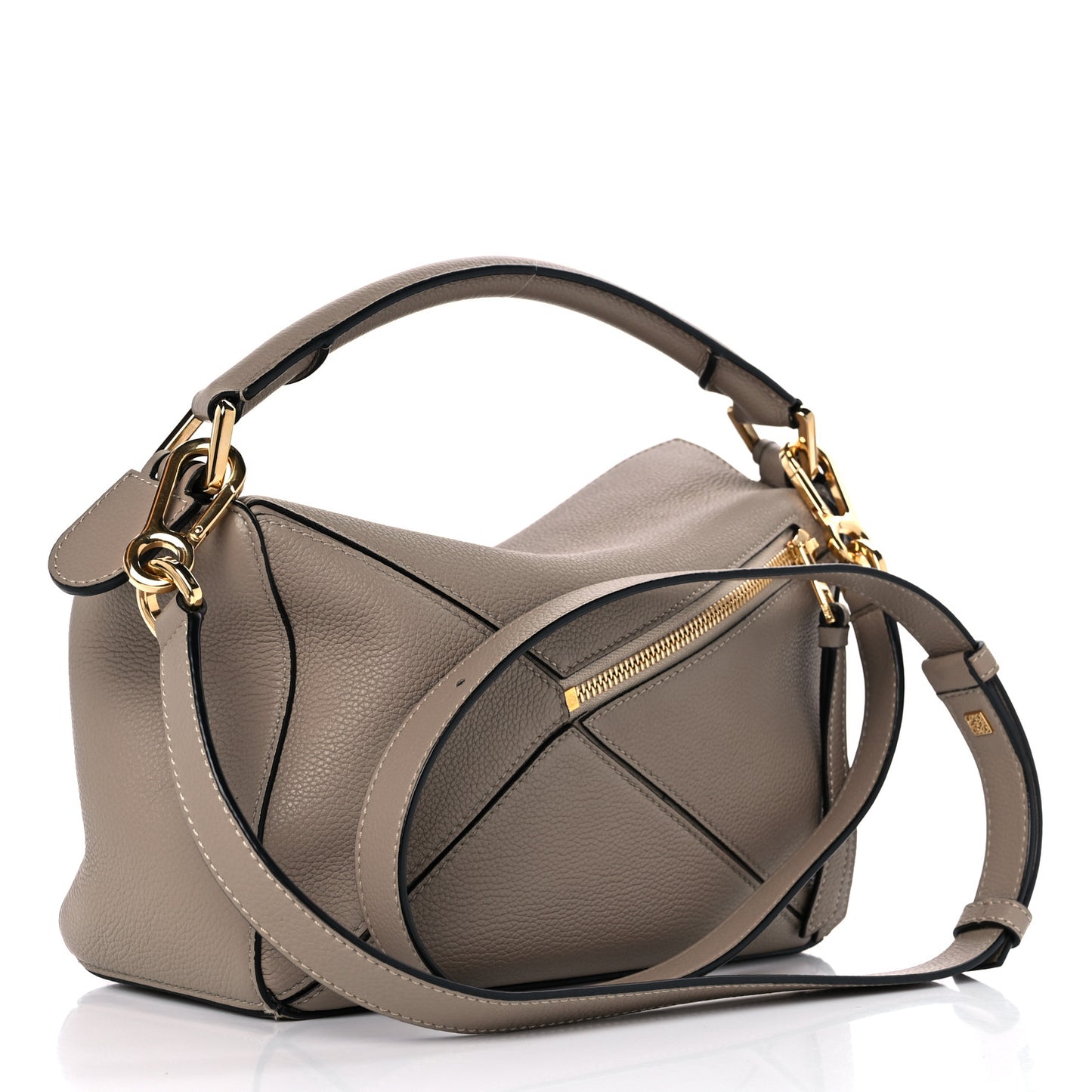 Grained Calfskin Small Puzzle Bag Sand