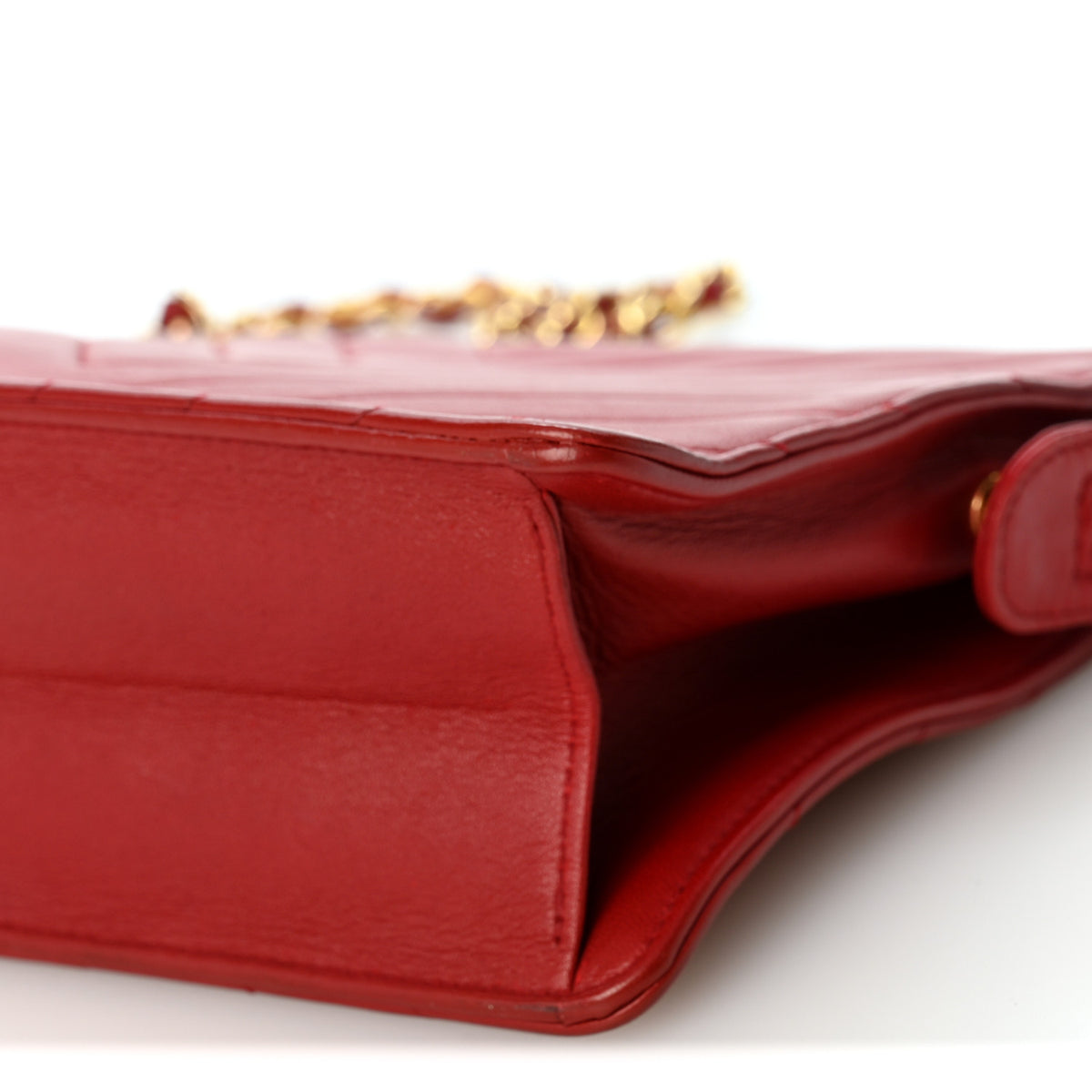Lambskin Chevron Small Shoulder Bag Red