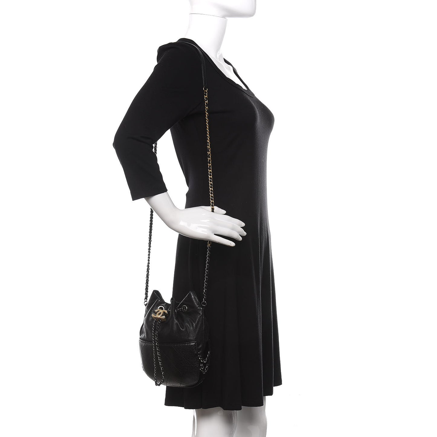 Calfskin Quilted Small Gabrielle Bucket Black