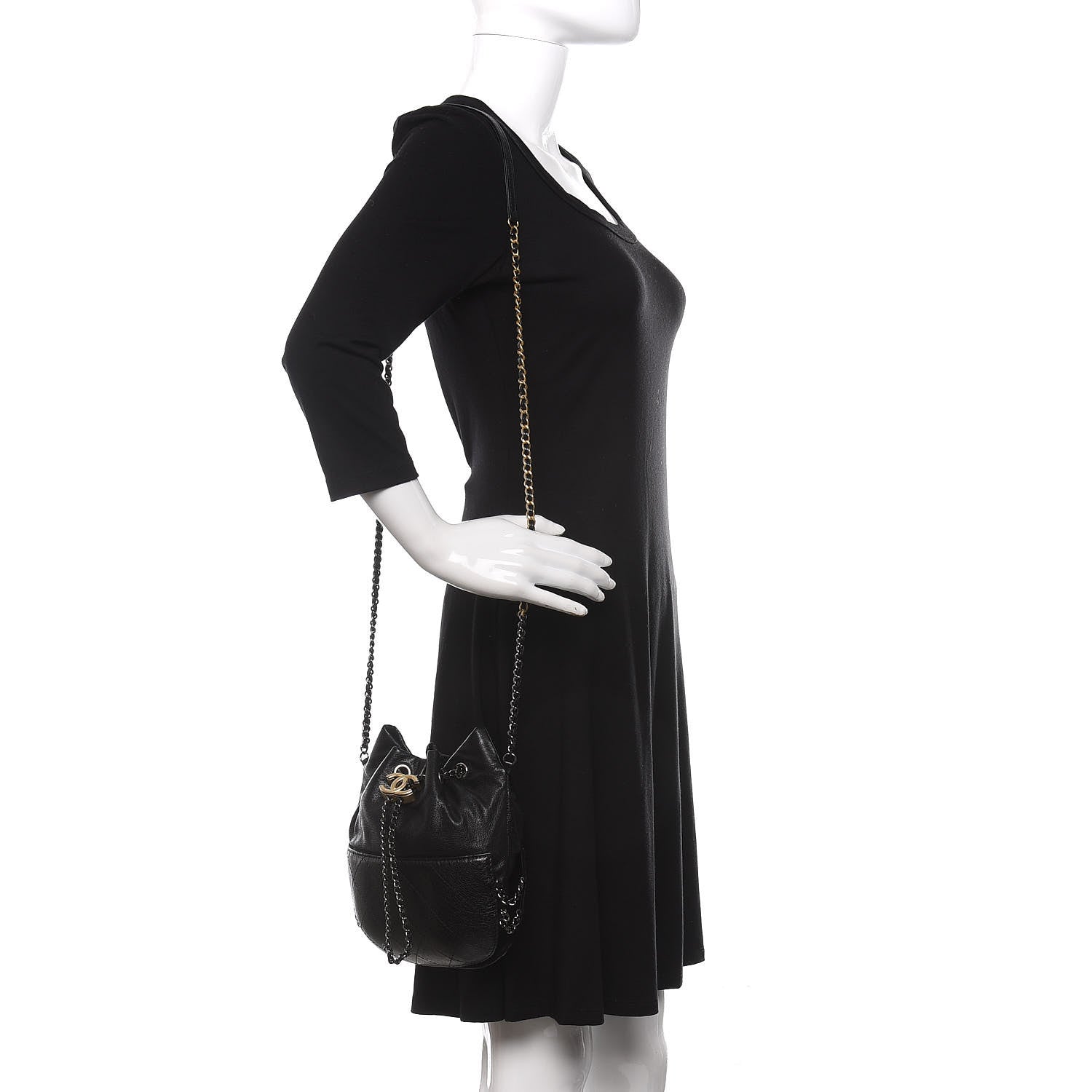 Chanel Calfskin Quilted Small Gabrielle Bucket Black 2 of 9