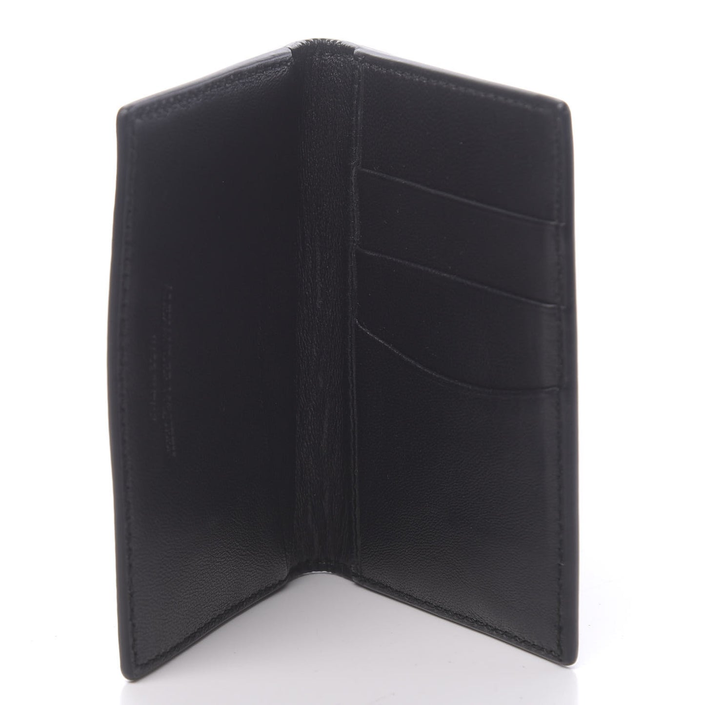 Calfskin Studded Skull Card Holder Black