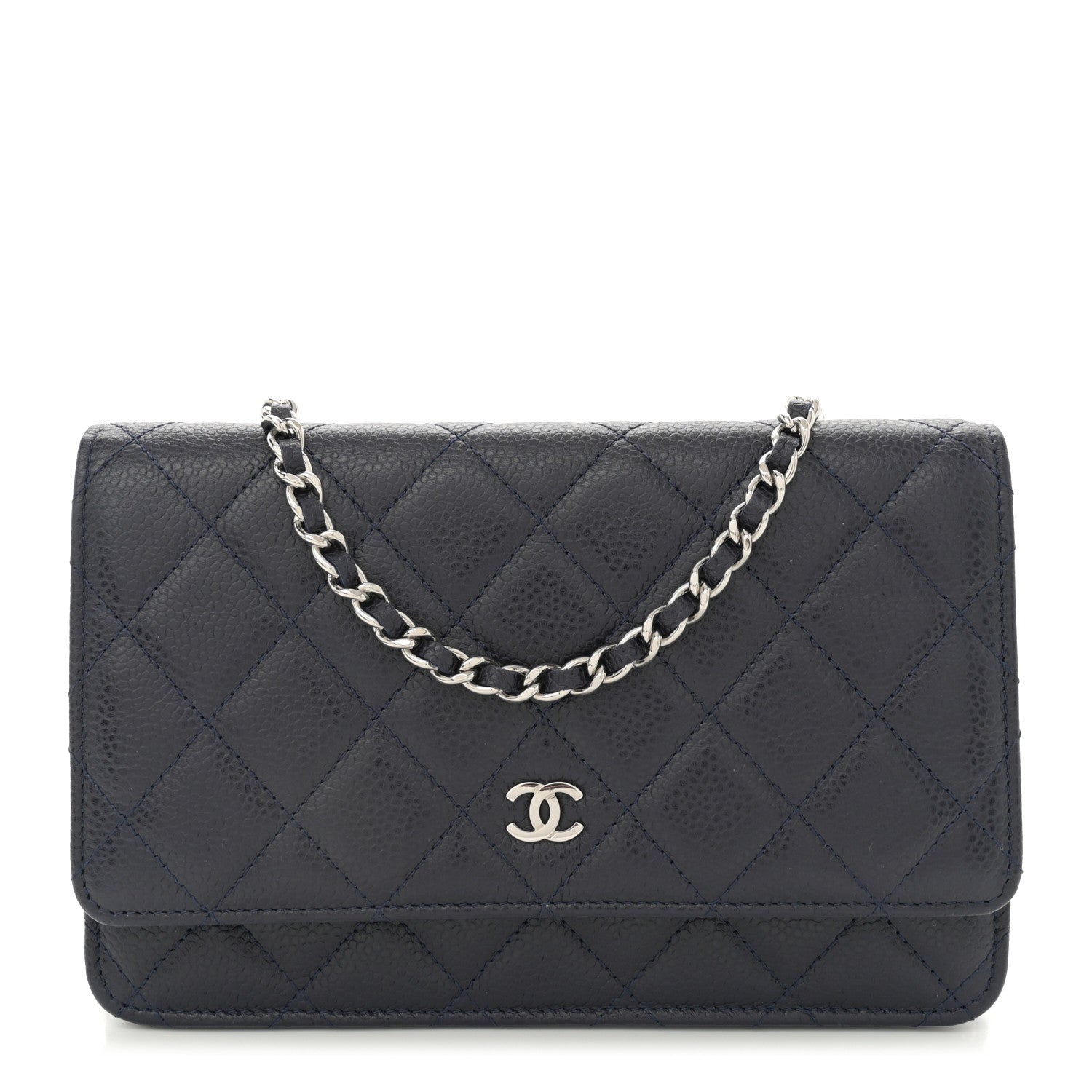 Chanel Caviar Quilted Wallet on Chain WOC Navy Blue 1 of 11