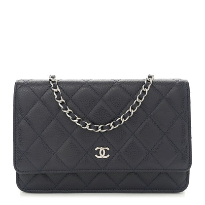 Chanel Caviar Quilted Wallet on Chain WOC Navy Blue 1 of 11