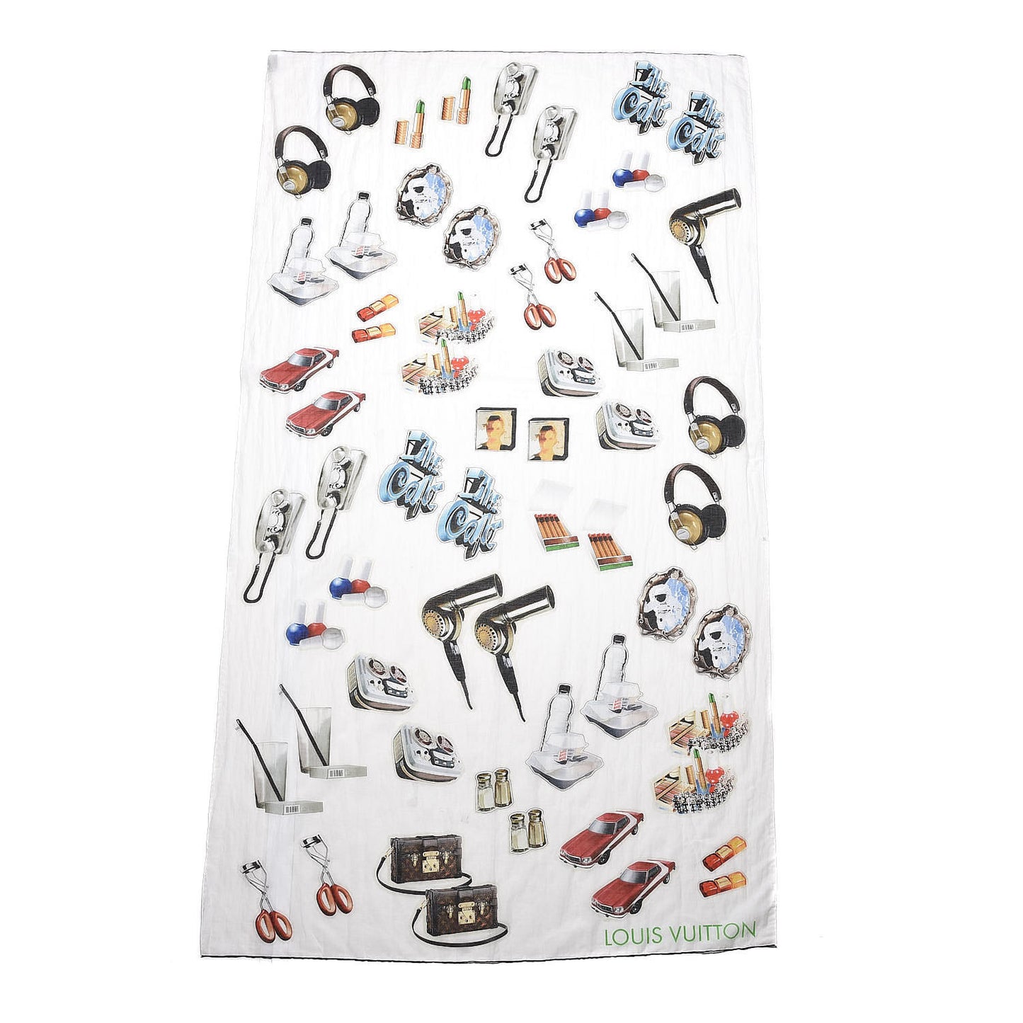Cotton Silk Stickers Animation Stole White