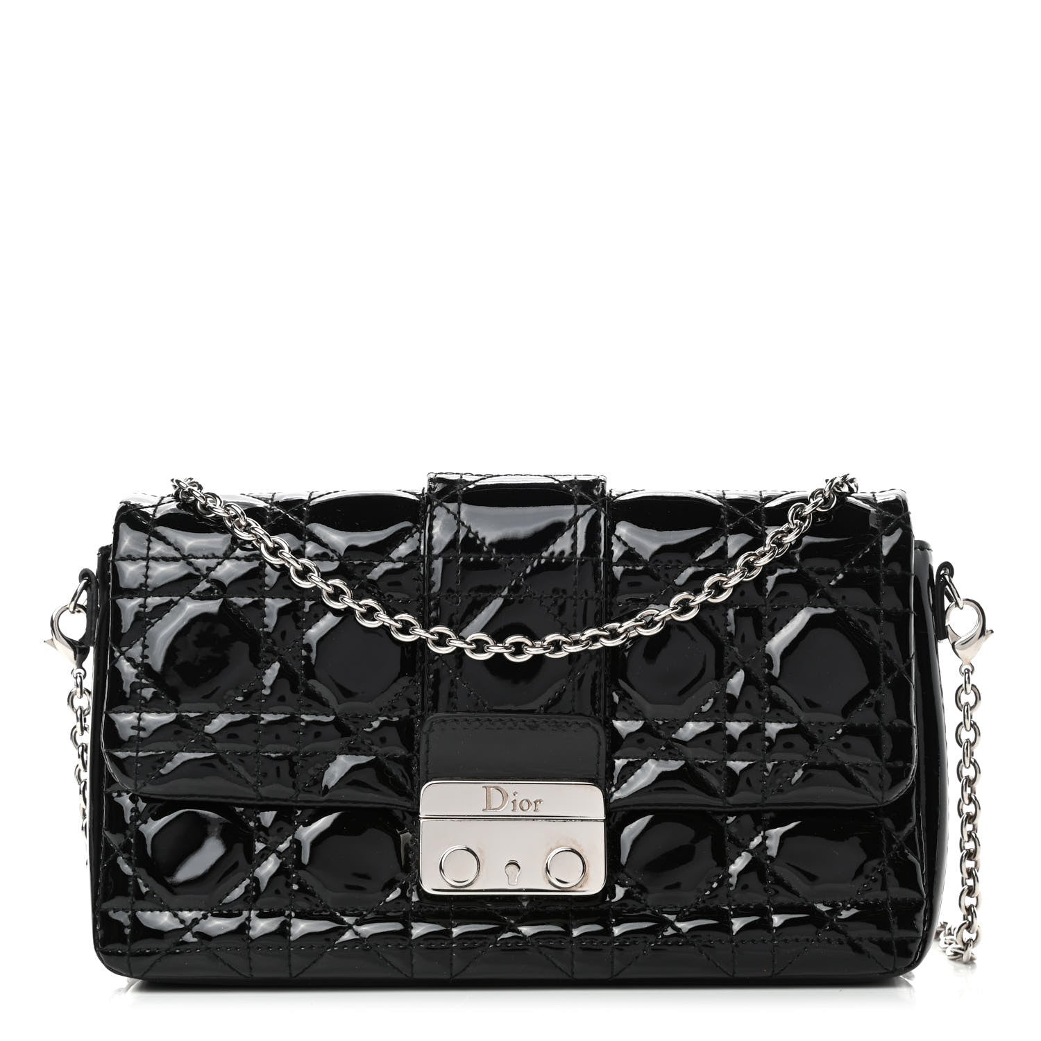 Christian Dior Patent Cannage New Lock Pouch Black 1 of 4
