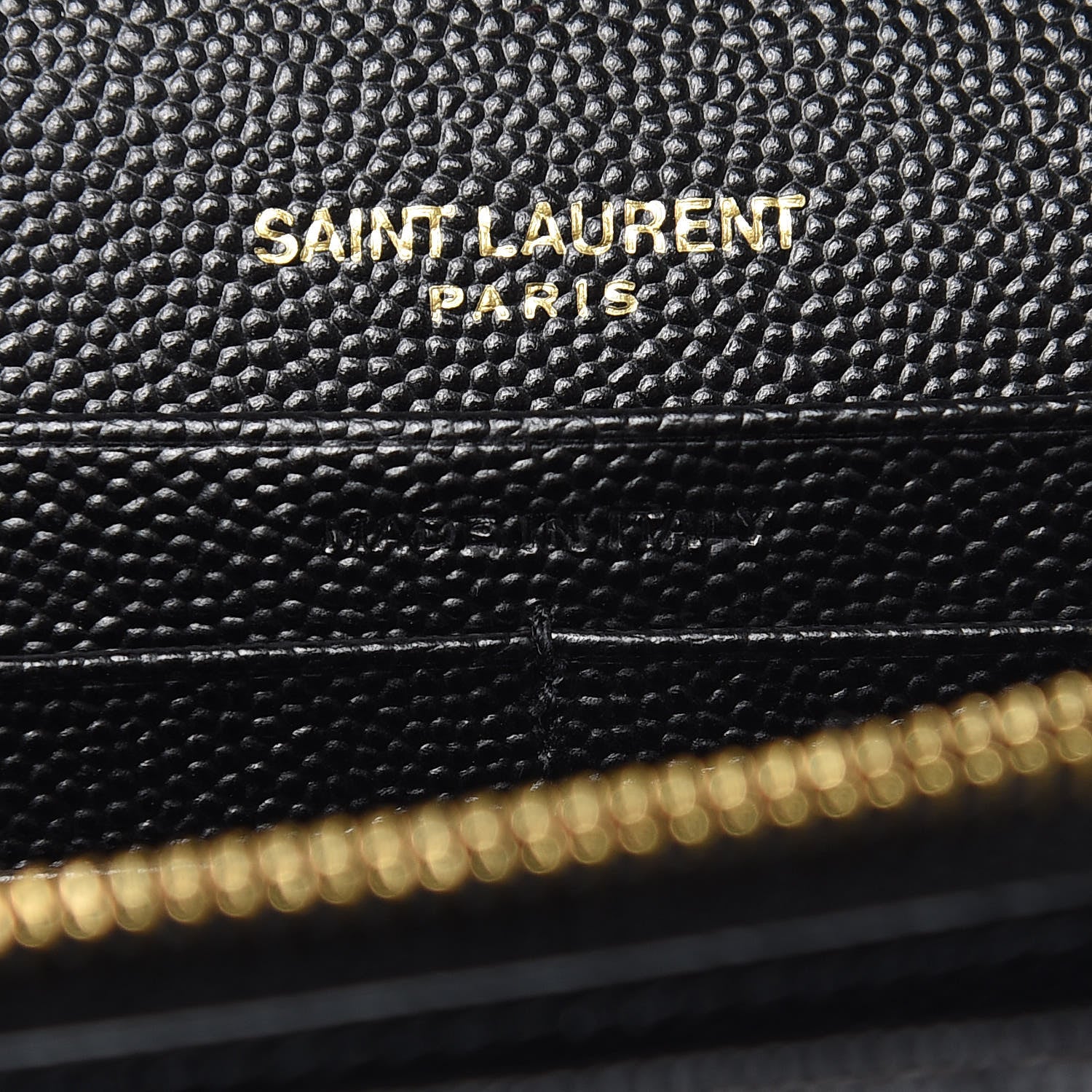 Saint Laurent Grain De Poudre Matelasse Chevron Monogram Chain Wallet Black 6 of 8